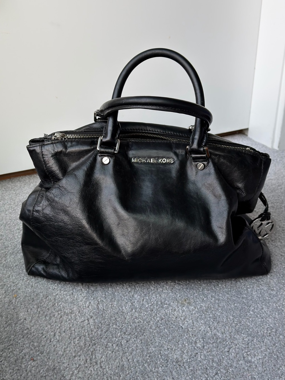 Michael Kors Black Leather Traveler Satchel